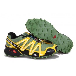 Salomon Speedcross 3 CS Trail Running In Army Green Yellow Shoe For Men