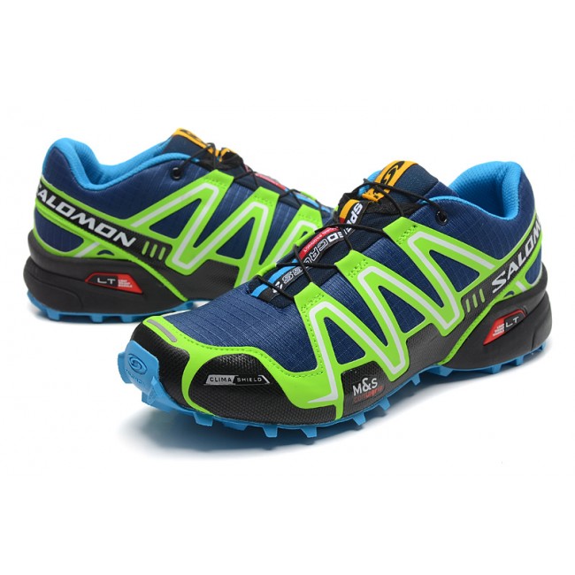 Salomon Speedcross 3 CS Trail Running In Blue Fluorescent Green Shoe For Men