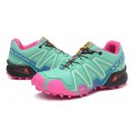 Salomon Speedcross 3 CS Trail Running In Blue Green Pink Shoe For Women