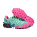 Salomon Speedcross 3 CS Trail Running In Blue Green Pink Shoe For Women