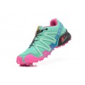 Salomon Speedcross 3 CS Trail Running In Blue Green Pink Shoe For Women