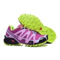 Salomon Speedcross 3 CS Trail Running In Purple Fluorescent Green Shoe For Women