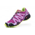 Salomon Speedcross 3 CS Trail Running In Purple Fluorescent Green Shoe For Women