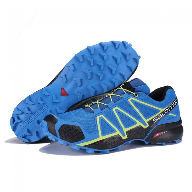 Salomon Speedcross 4 Trail Running In Blue Yellow Shoe For Men