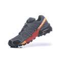 Salomon Speedcross 4 Trail Running In Deep Gray Red Shoe For Men