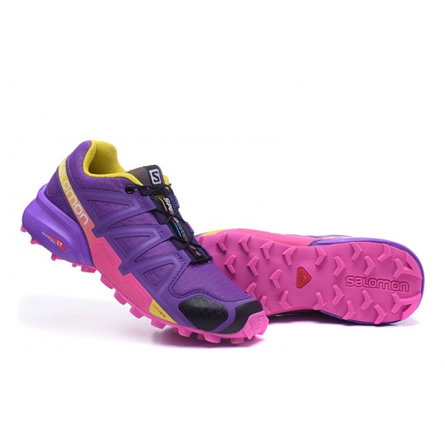 Salomon Speedcross 4 Trail Running In Purple Rose Red Shoe For