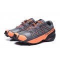 Salomon Speedcross 5 GTX Trail Running In Gray Orange Shoe For Men