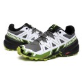 Salomon Speedcross 6 Trail Running Gray White Green Shoes For Men