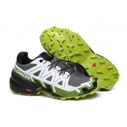 Salomon Speedcross 6 Trail Running Gray White Green Shoes For Men
